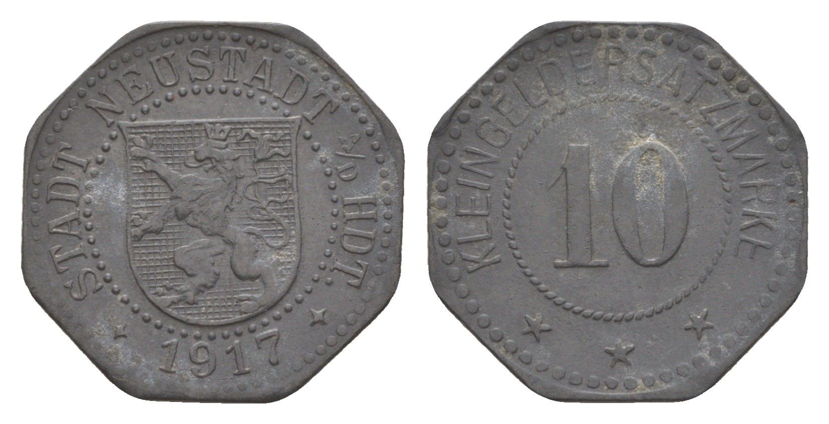 Нойштадт-ан-дер-Хардт 10 пфеннигов 1917 Funck 374.2, Men18 23348.2 цинк 4643-961