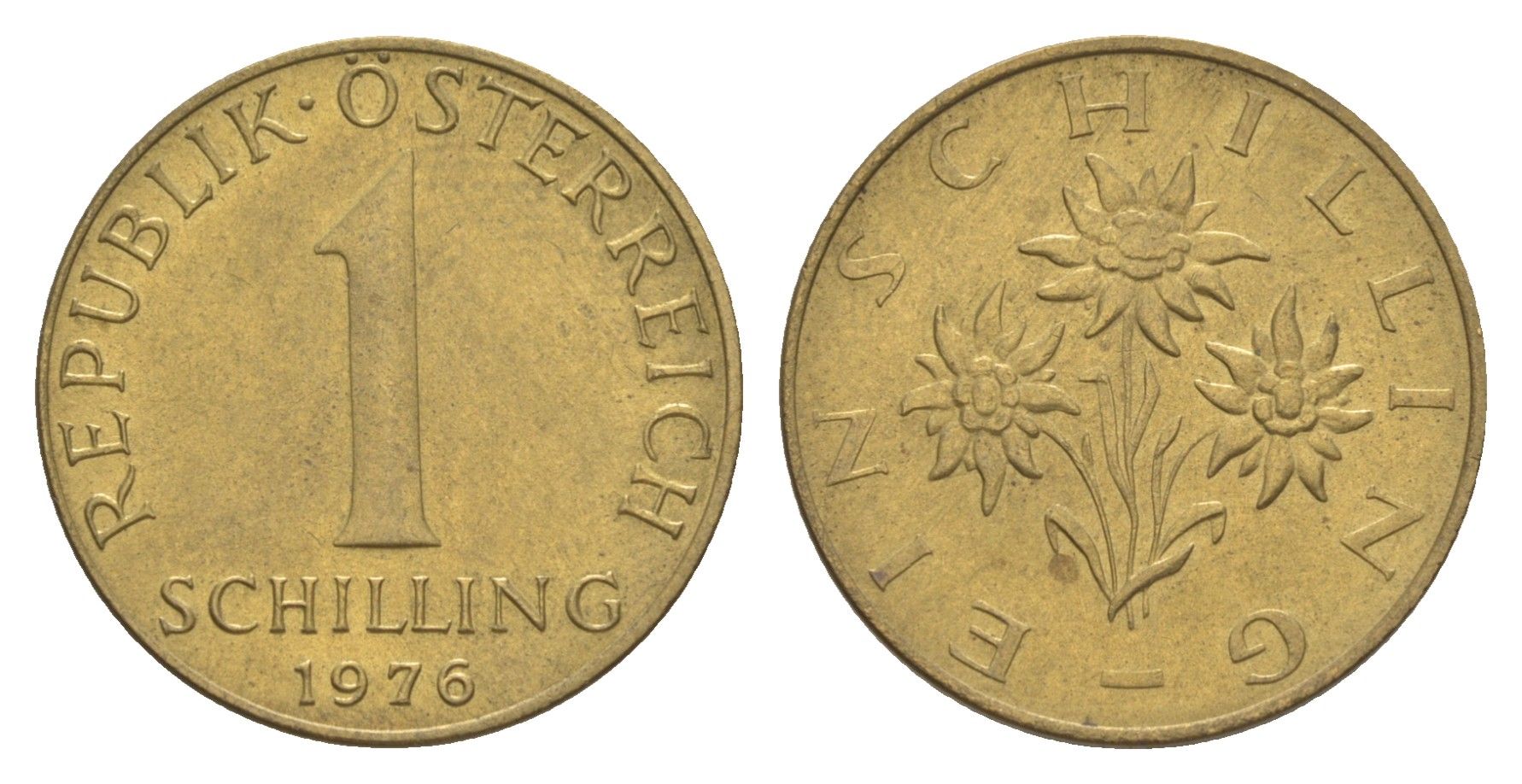 Австрия 1 шиллинг 1976 KM 2886 алюминиевая бронза UNC 4561-653