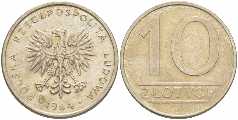 ПОЛЬША 10 ЗЛОТЫХ 1984 MW KM 152.1 медно-никель 4519-954