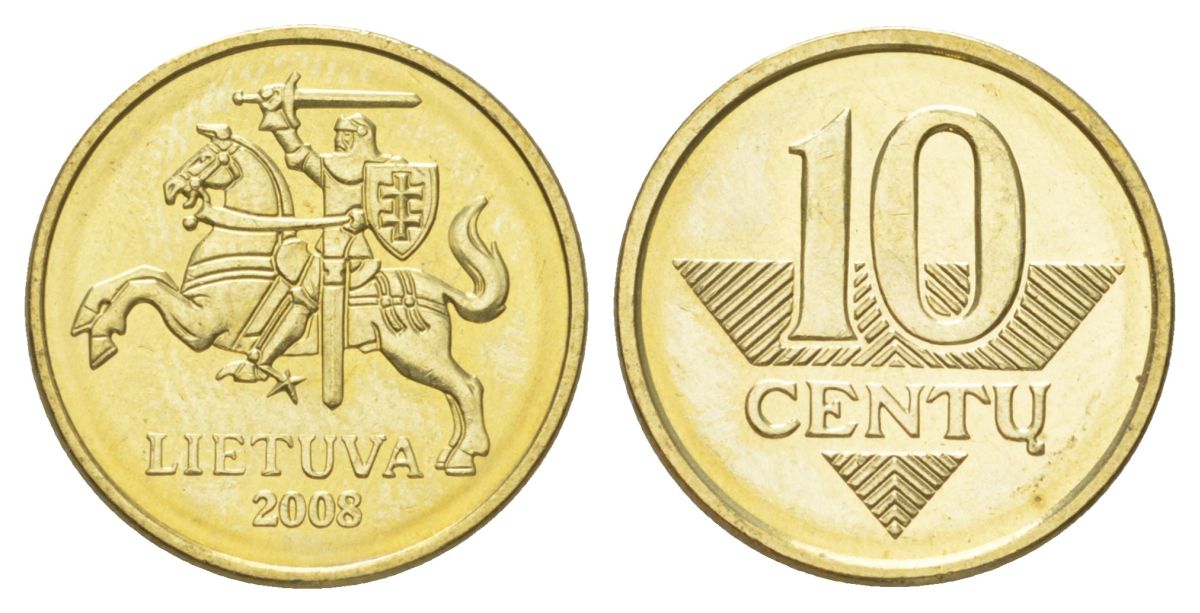 Литва 10 центов 2009 KM 106 никель латунь UNC 4625-611