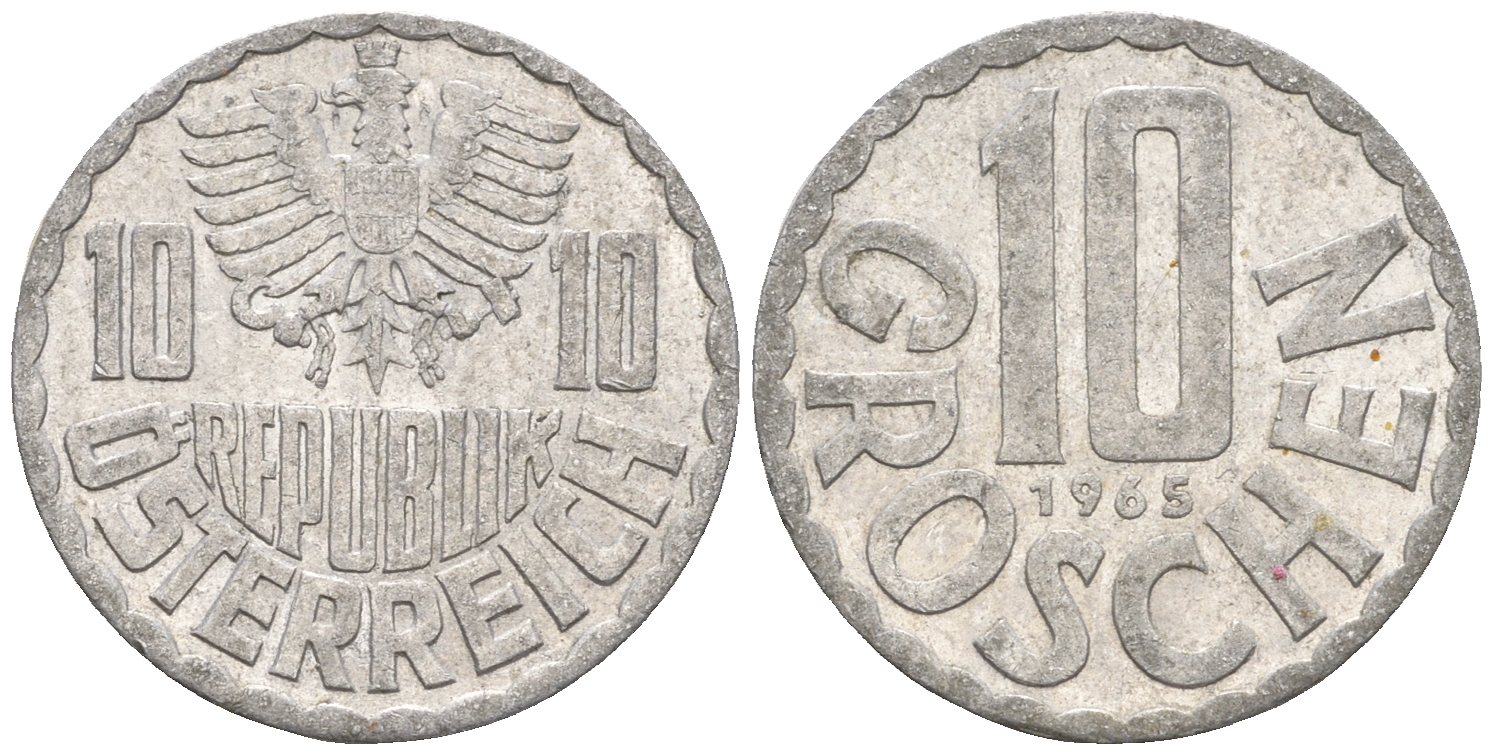 Австрия 10 грошей 1965 KM 2878 алюминий 60-854