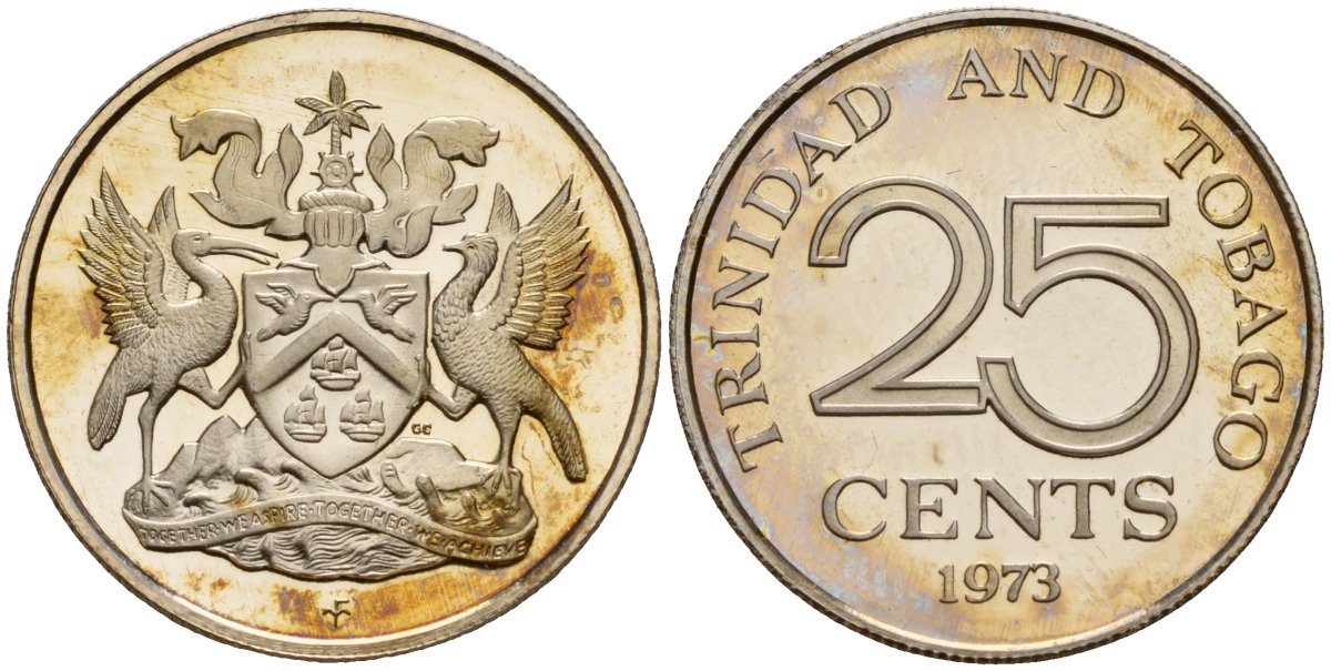 Тринидад и Тобаго 25 центов 1973 FM KM 59 медно-никель PROOF 4152-1051
