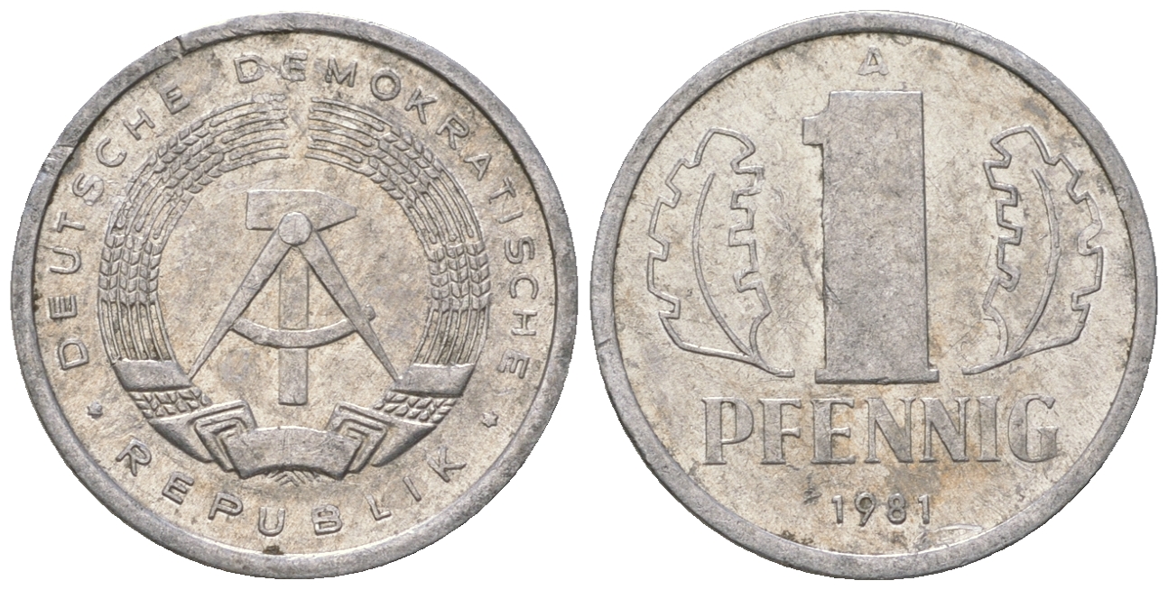 ГДР 1 пфенниг 1981 А KM 8.2 алюминий 4623-425