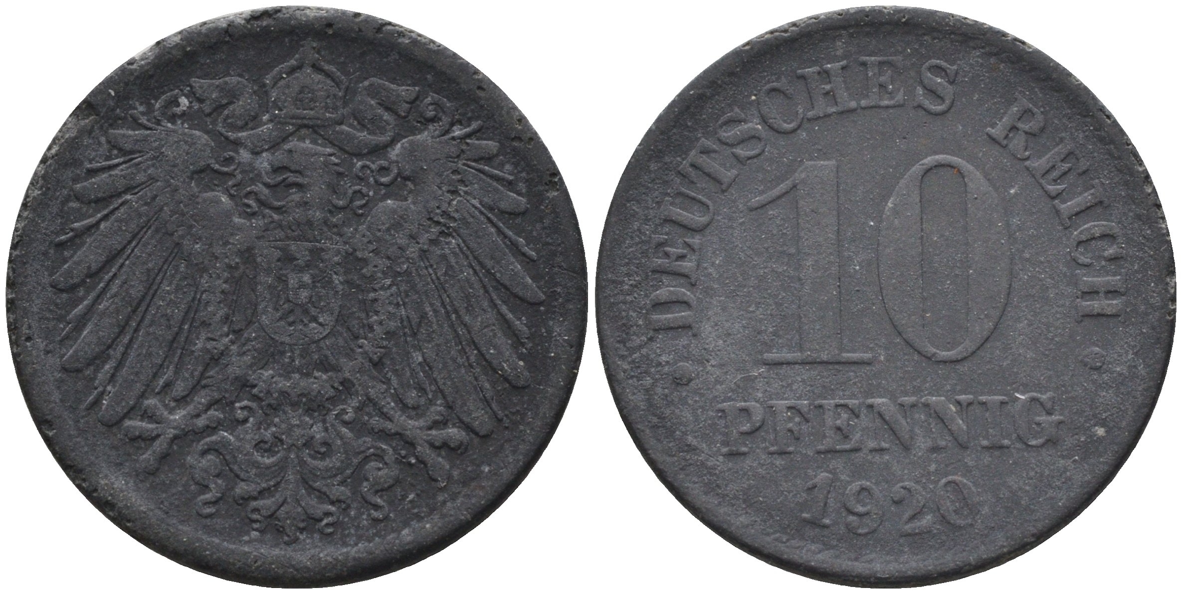 Германия 10 пфеннигов 1920  KM 26, J. 299 цинк 4116-547