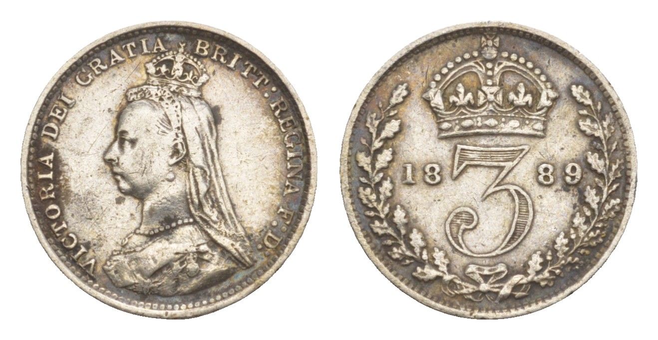 Великобритания 3 пенса 1889 Виктория (1837-1901) KM 758, Spink 3932 серебро 1516-1033