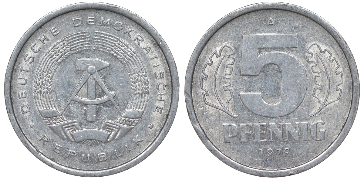 ГДР 5 ПФЕННИГОВ 1979 А алюминий 62-354