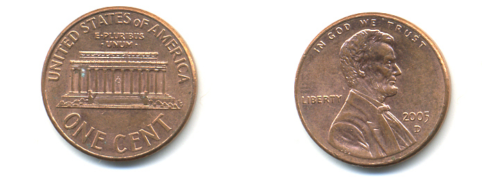 США 1 ЦЕНТ 2005 D ЛИНКОЛЬН KM 201b цинк плакированный медью UNC 179-561