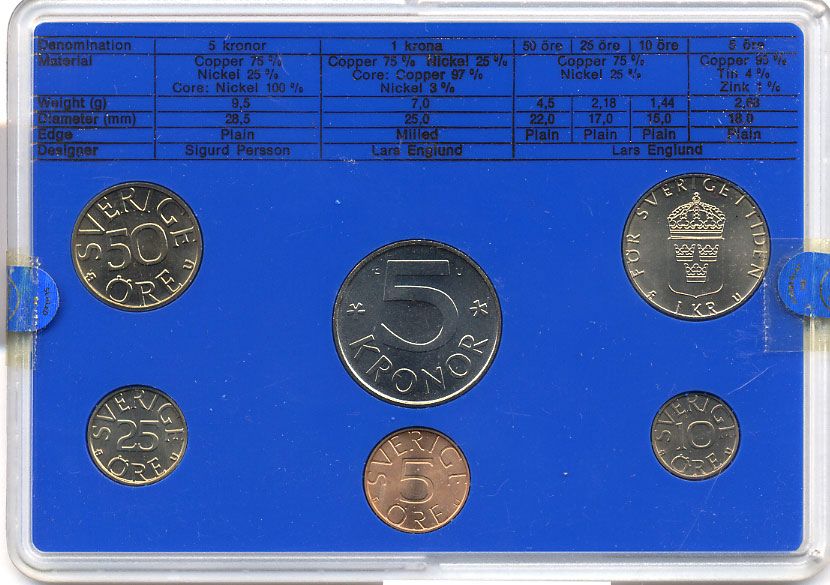 Швеция набор монетного двора из 6 монет 1979 в пластике Карл XVI Густав (1973- ) KM MS11 UNC 4-3-6-113