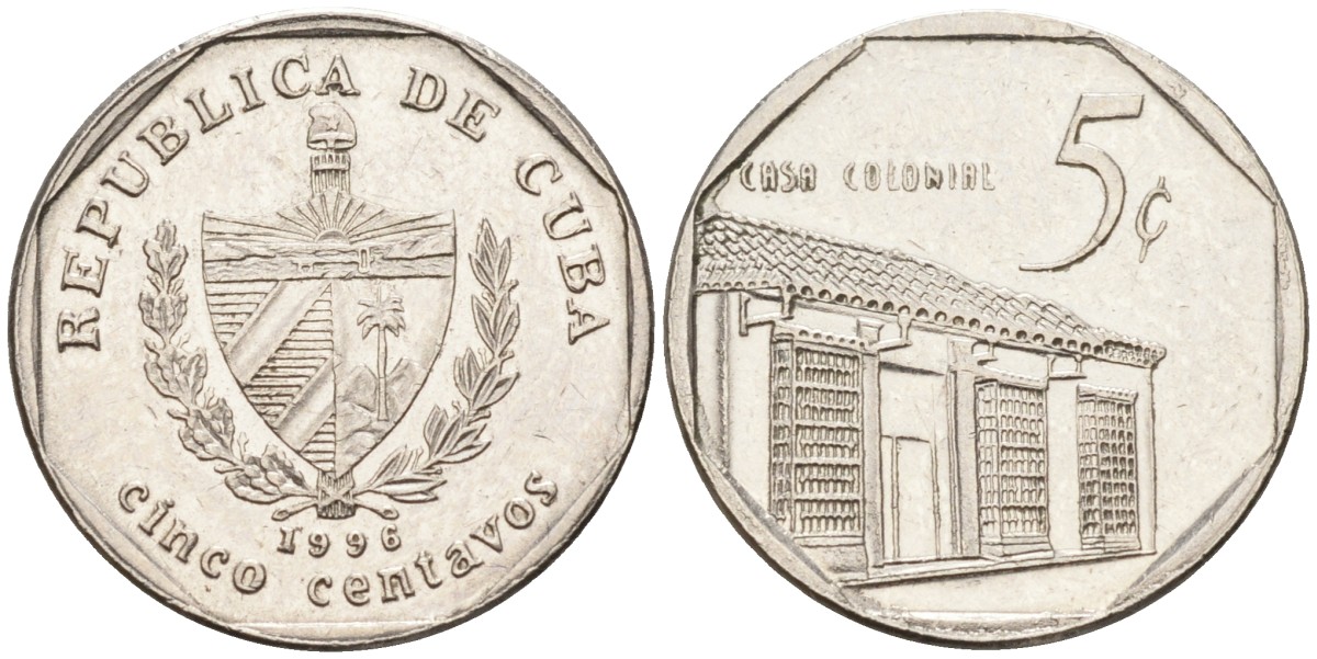 Куба 5 сентаво 1996 Casa colonire KM 575.2 сталь плакированная никелем 4588-856