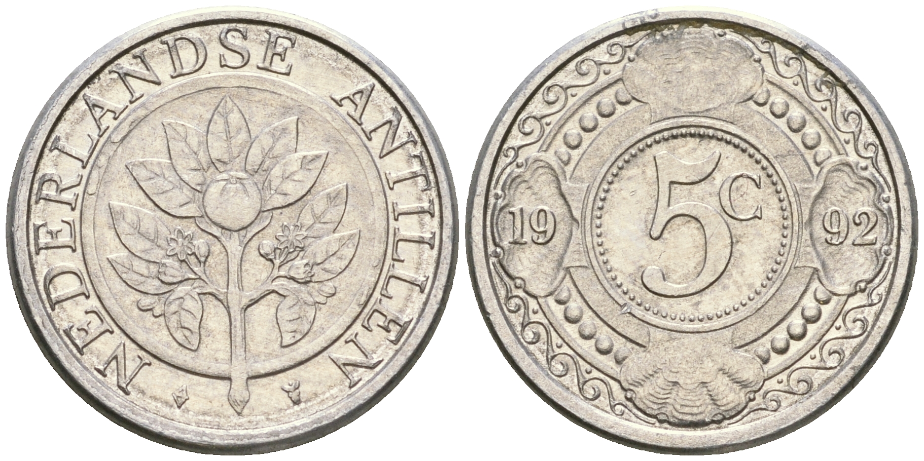 Нидерландские Антилы 5 центов 1992 Беатрикс (1980-2013) KM 33 алюминий 4608-811