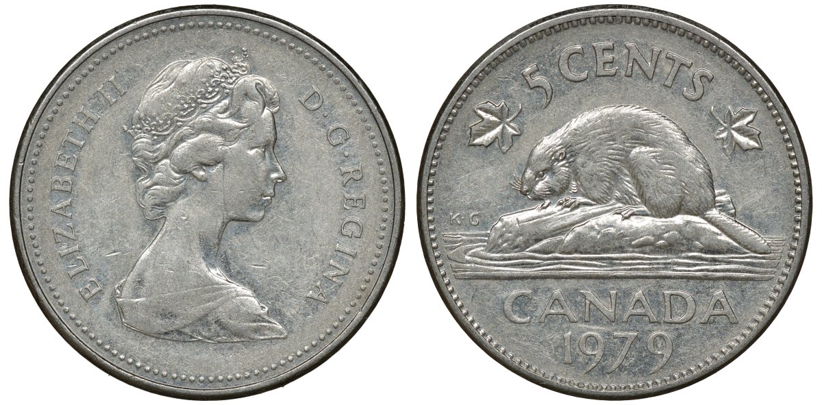 КАНАДА 5 ЦЕНТОВ 1979 БОБЕР KM 60.2 никель 72-1226