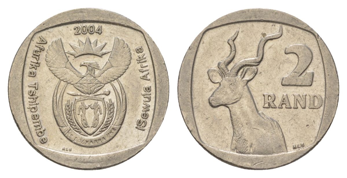 ЮАР 2 ранда 2004 KM 336 медь плакированная никелем 4628-113