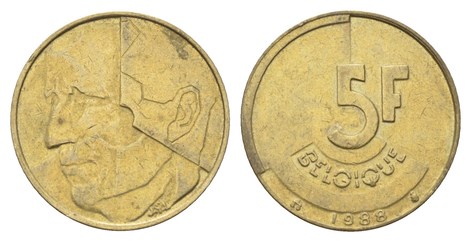 Бельгия 5 франков 1988 Belgique, Бодуэн I (1951-1993) KM 163 медь алюминий никель 4706-231