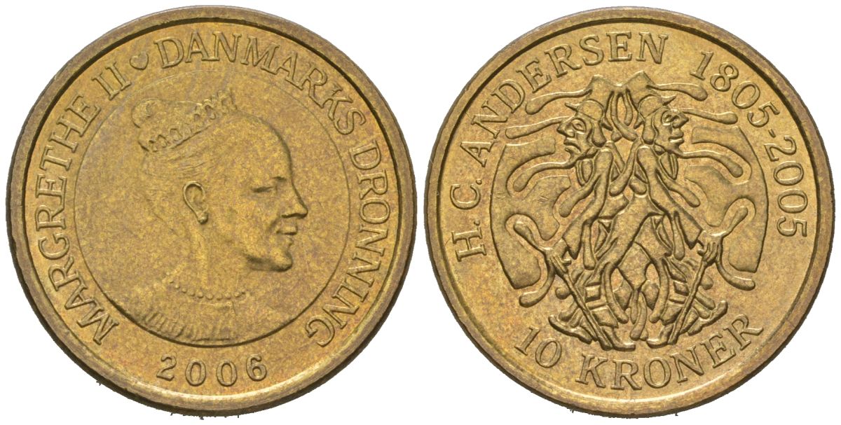 Дания 10 крон 2006 Сказка - Тень KM 903 алюминиевая бронза UNC 34-641