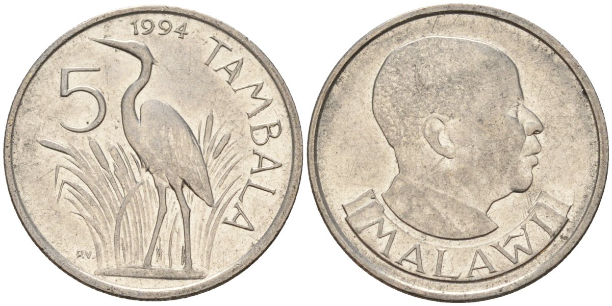 Малави 5 тамбал 1994 KM 9a сталь плакированная никелем 4141-736