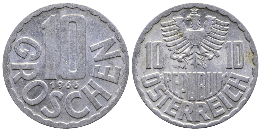 Австрия 10 грошей 1966 KM 2878 алюминий 53-1124