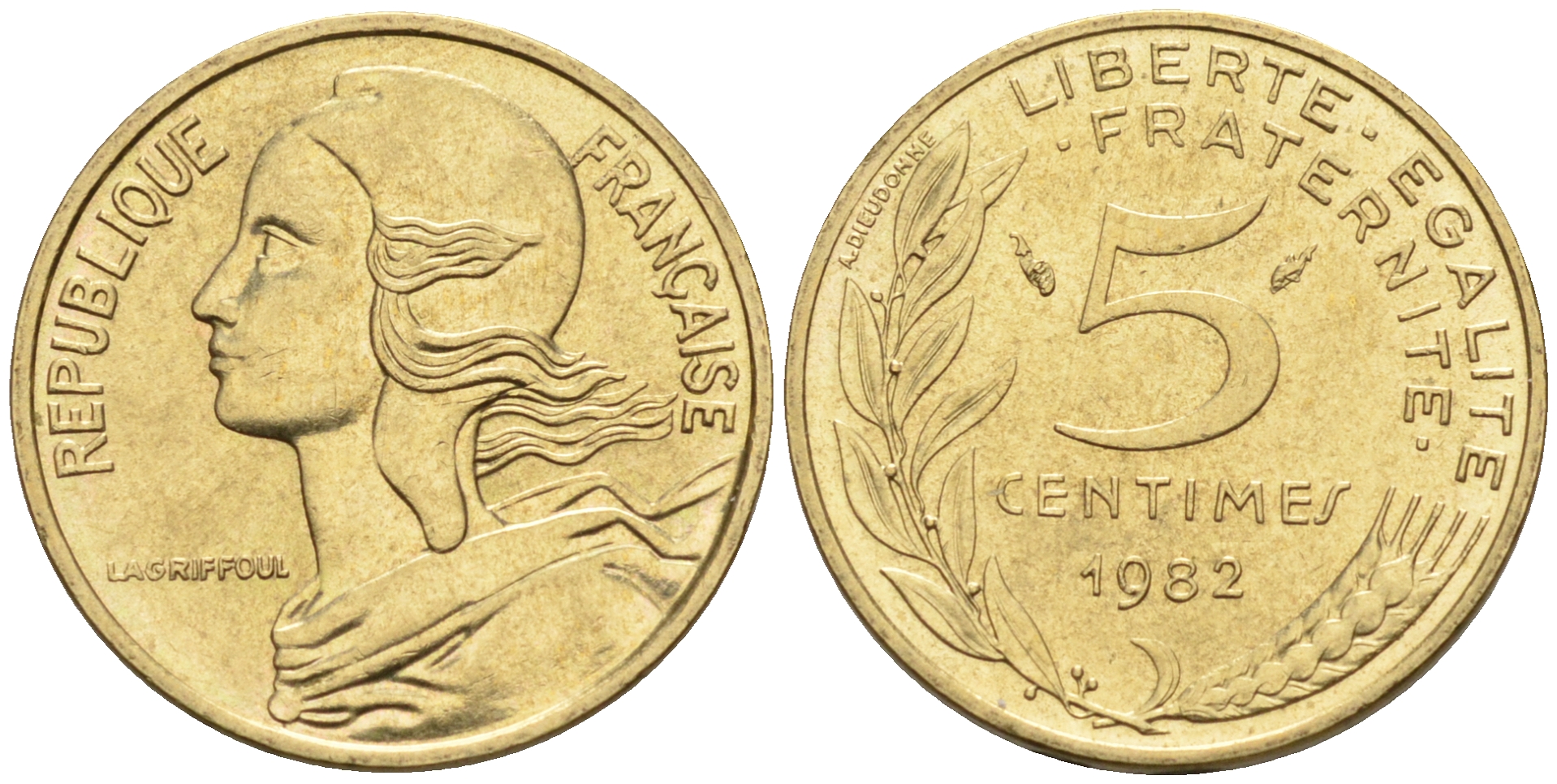 Франция 5 сантимов 1981 тип Марианна KM 933 никель алюминий медь    4594-1138
