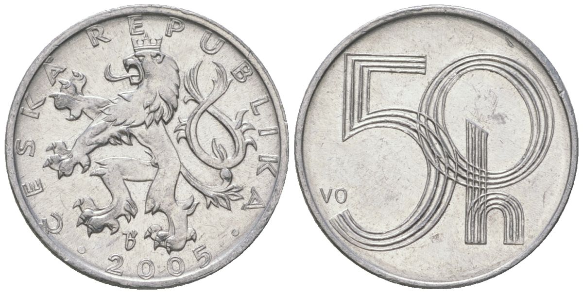 Чехия 50 геллеров 2005 b’ KM 3 алюминий aUNC 4528-537