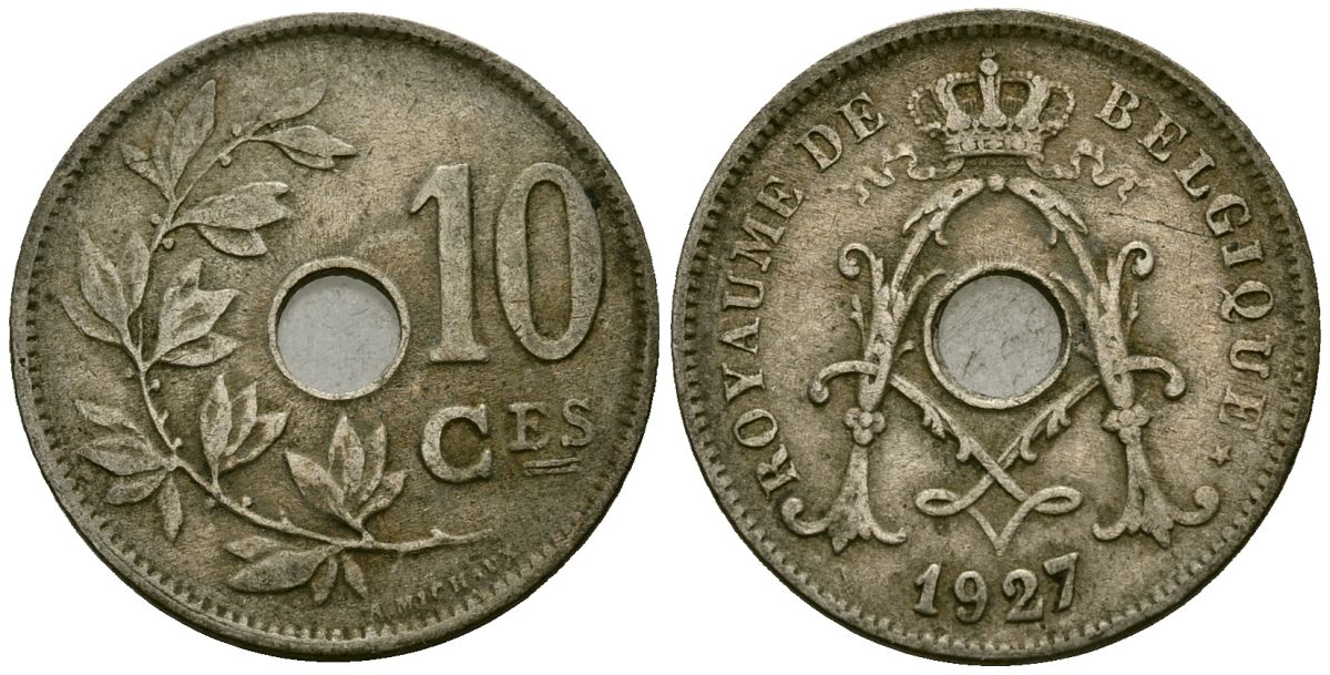 Бельгия 10 сантимов 1927 Belgique KM 85 медно-никель 4172-1032