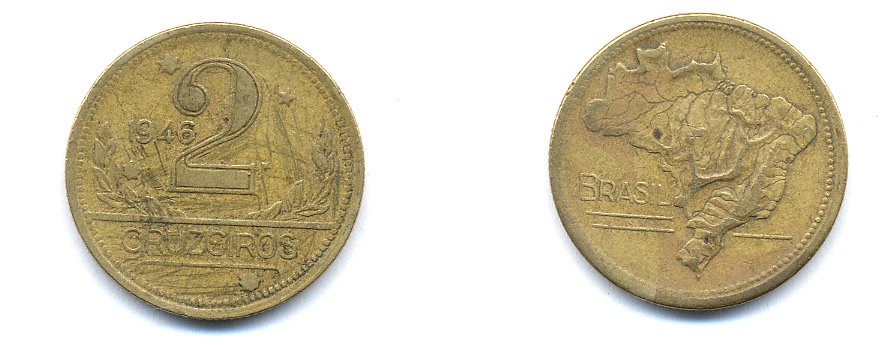 БРАЗИЛИЯ 2 КРУЗЕЙРО 1946 KM 559 алюминевая бронза 76-955