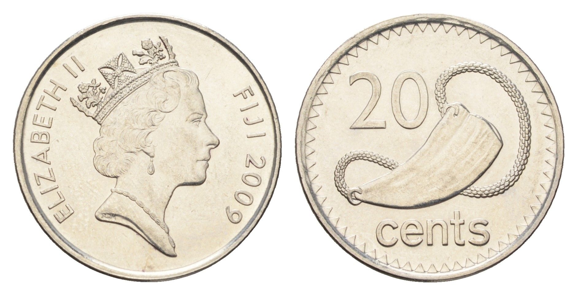 Фиджи 20 центов 2009 KM 121 сталь плакированная никелем UNC 4666-544