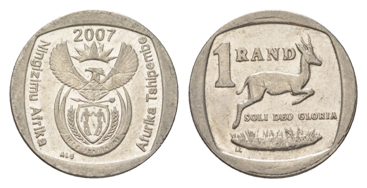 ЮАР 1 ранд 2007 KM 344 медь плакированная никелем 4627-457