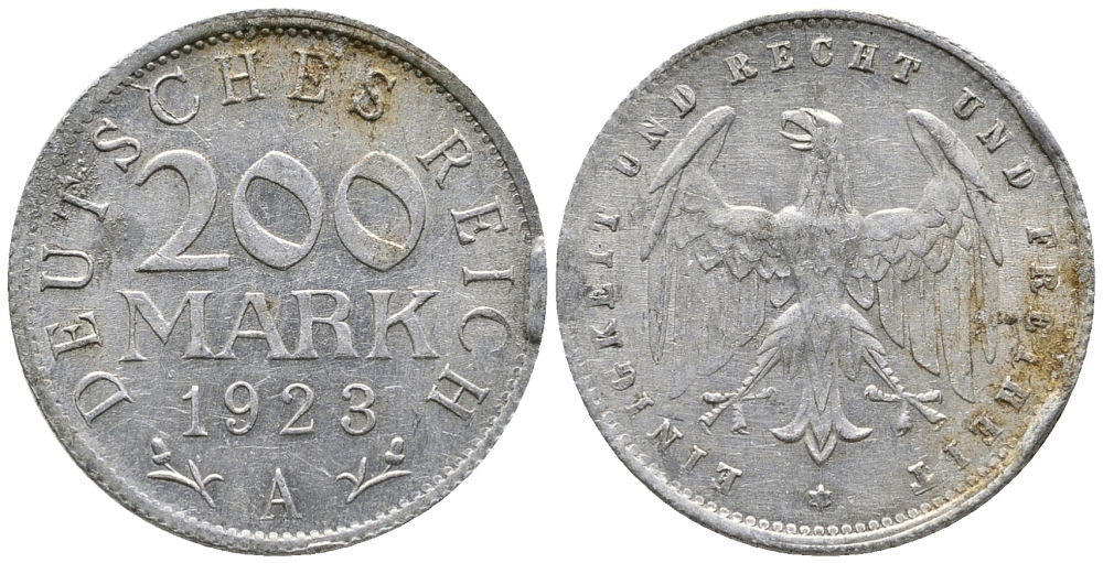 ГЕРМАНИЯ 200 МАРОК 1923 А KM 35, J. 304 алюминий 24-824
