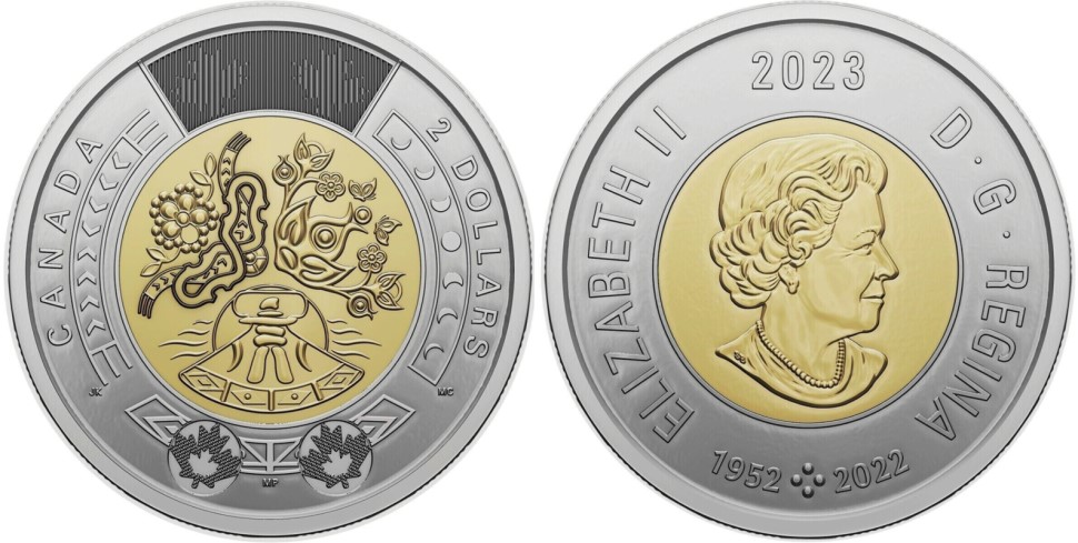 Канада 2 доллара 2023 национальный день коренных народов KM NEW биметалл  UNC  4531-136