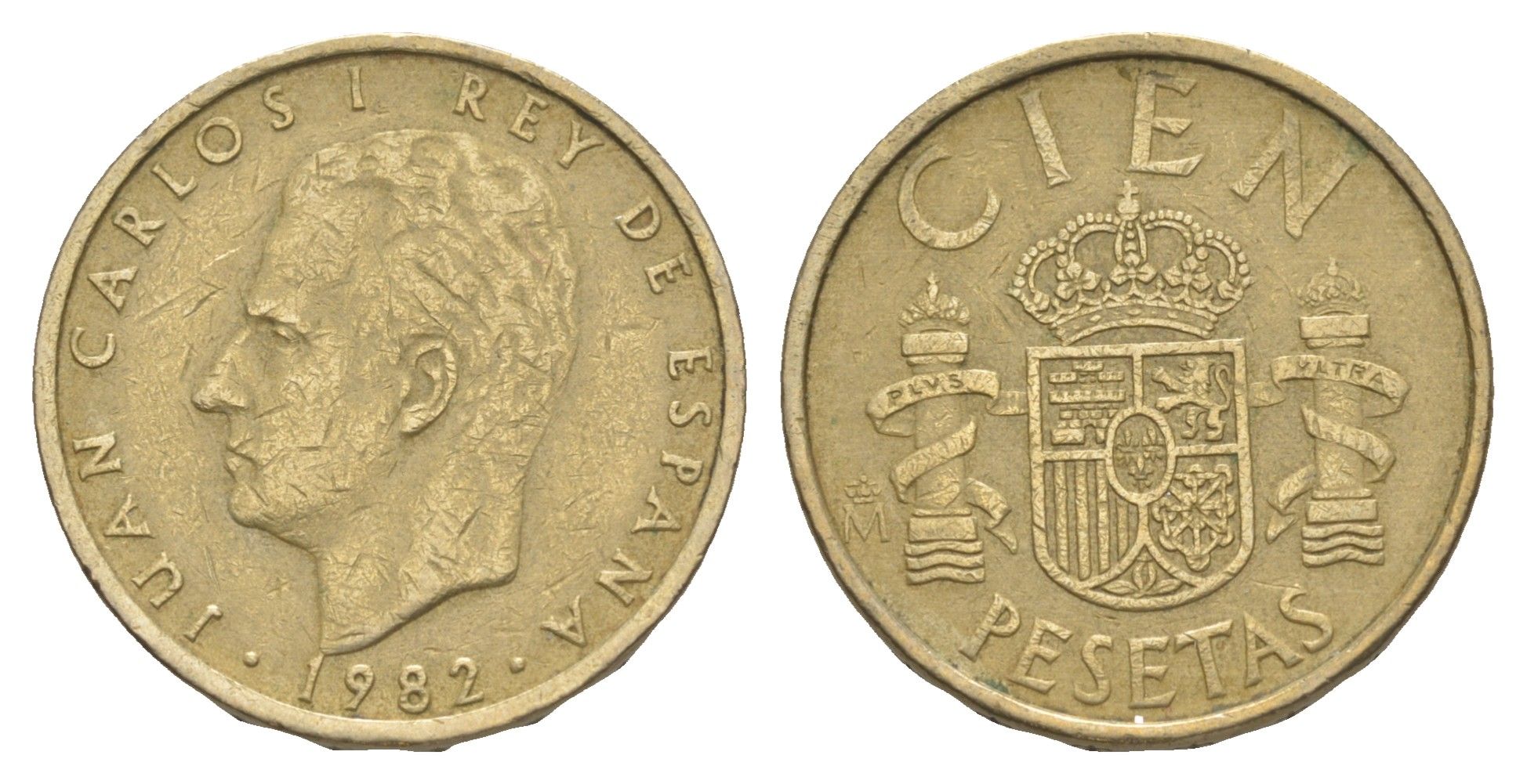 Испания 100 песет 1982 M, Хуан Карлос I (1975-2014) KM 826 алюминиевая бронза 4616-1116