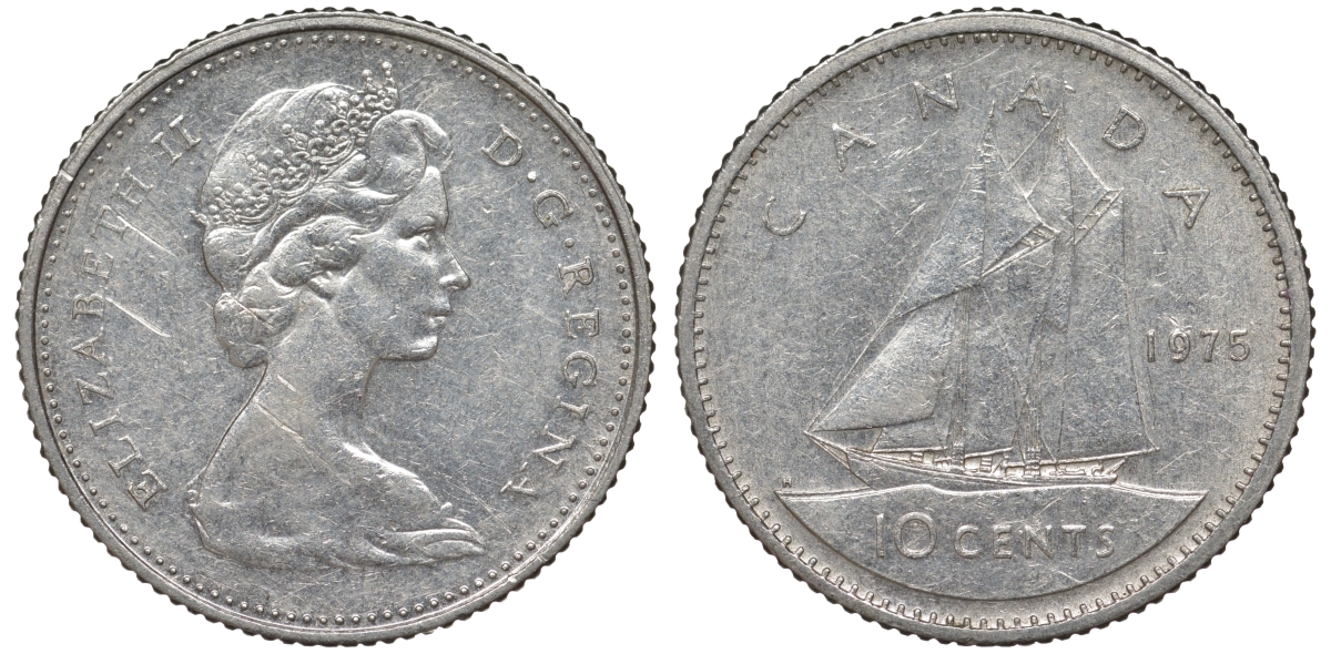 Канада 10 центов 1972 парусник KM 77.1 никель 4596-353