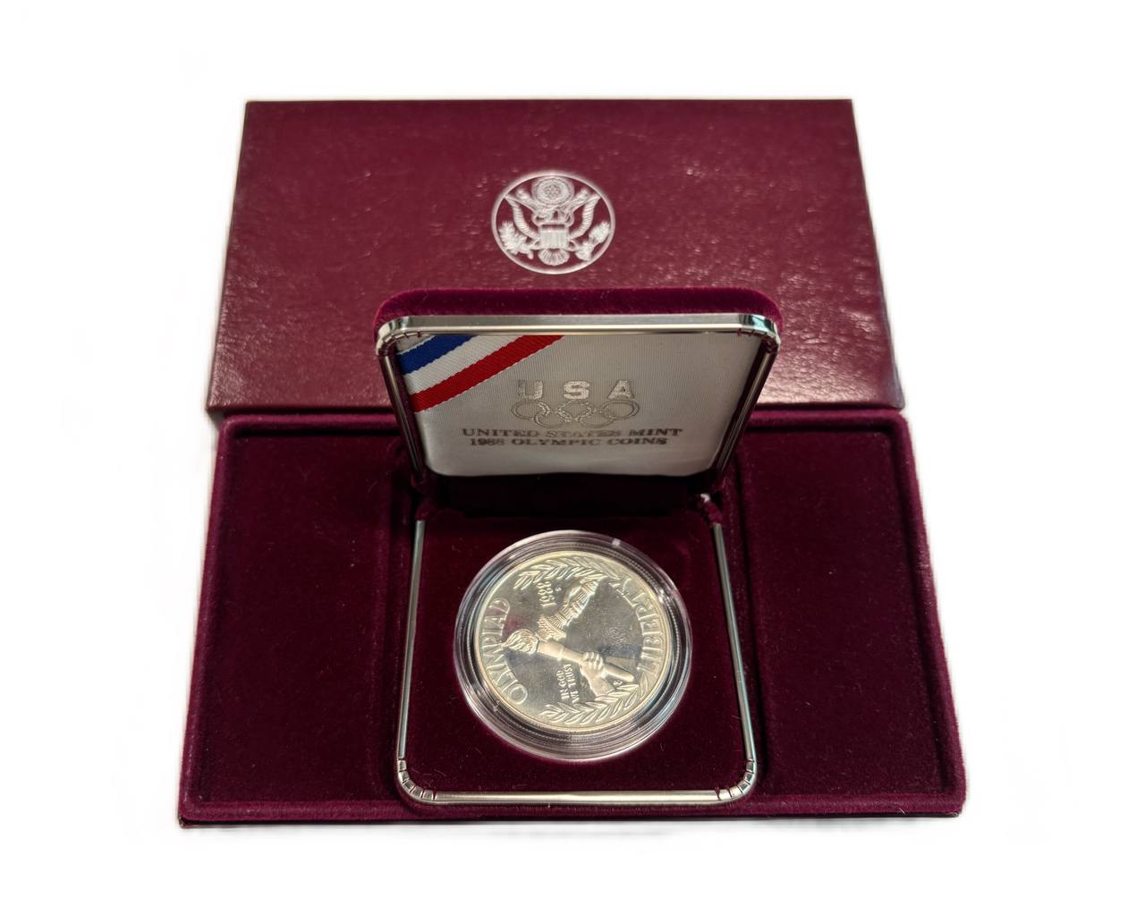 США 1 доллар 1988 S, XXIV летние Олимпийские Игры, Сеул 1988 KM 222 серебро PROOF 1-5-3-09