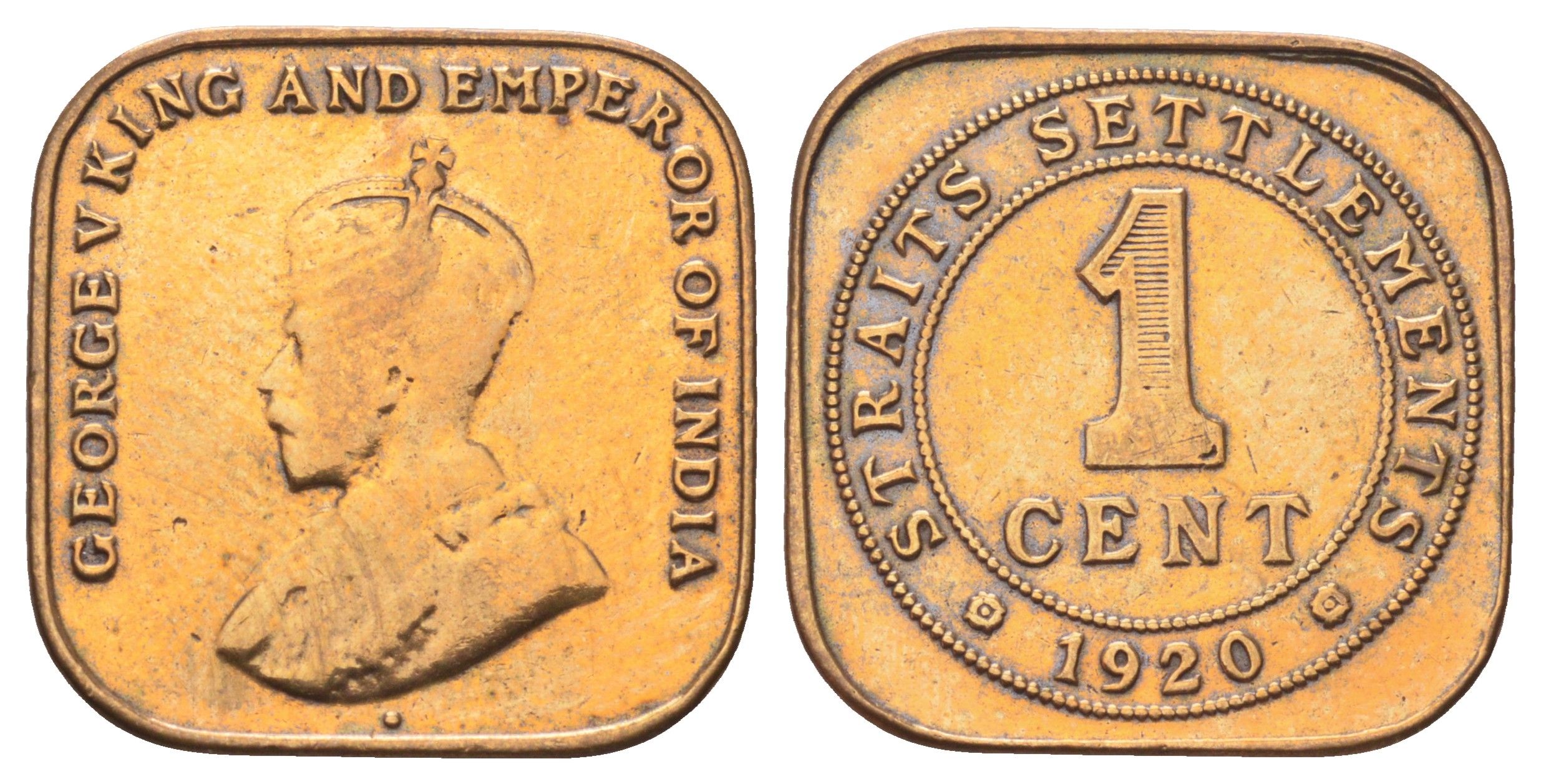 Стрейтс-Сетлментс (Стрейтс Сетлментс) 1 цент 1920 Георг V (1910-1936) KM 32 бронза 4697-1257