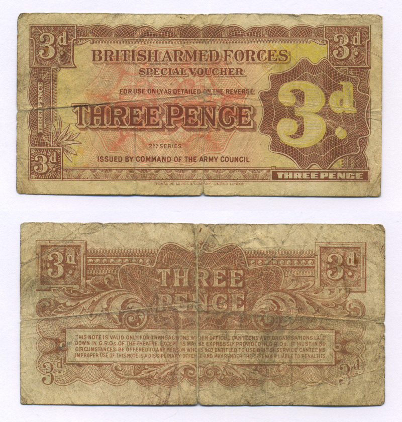 Великобритания 3 пенса 1948 вторая серия, для вооруженных сил Pick М16а бумага 6318-2-2-2