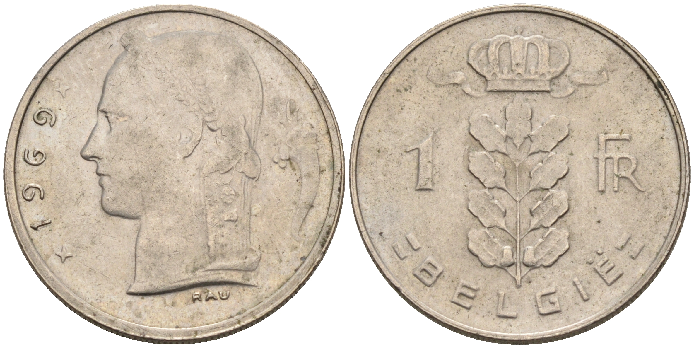 БЕЛЬГИЯ 1 ФРАНК 1969 BELGIE KM 143.1 медно-никель 4563-1257