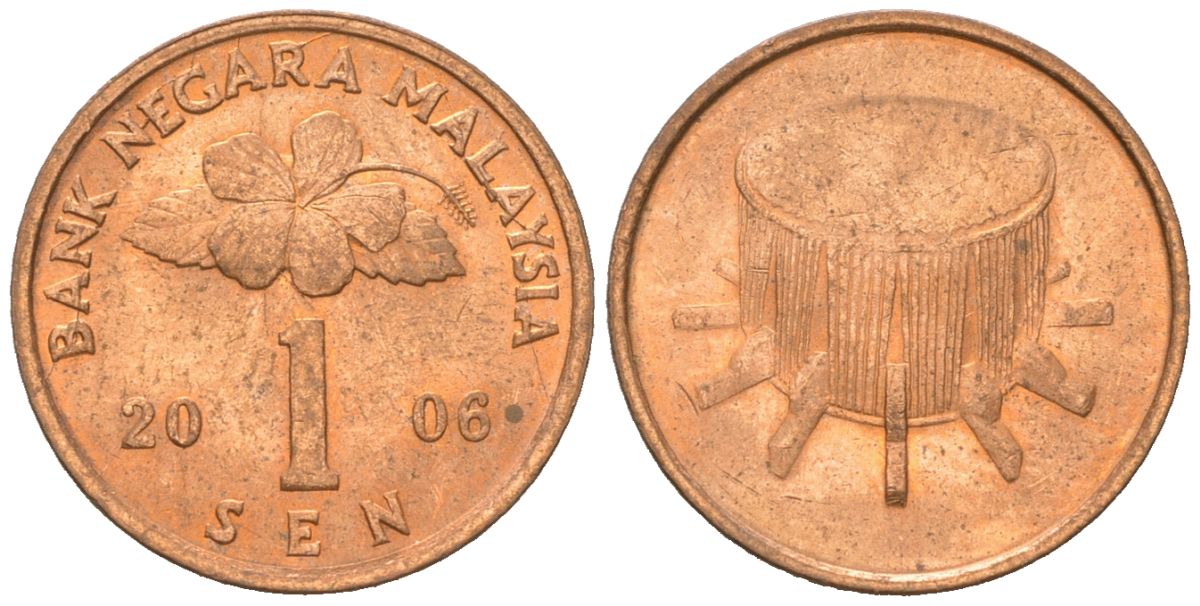 Малайзия 1 сена 2006 KM 49 сталь плакированная бронзой UNC 4617-1228