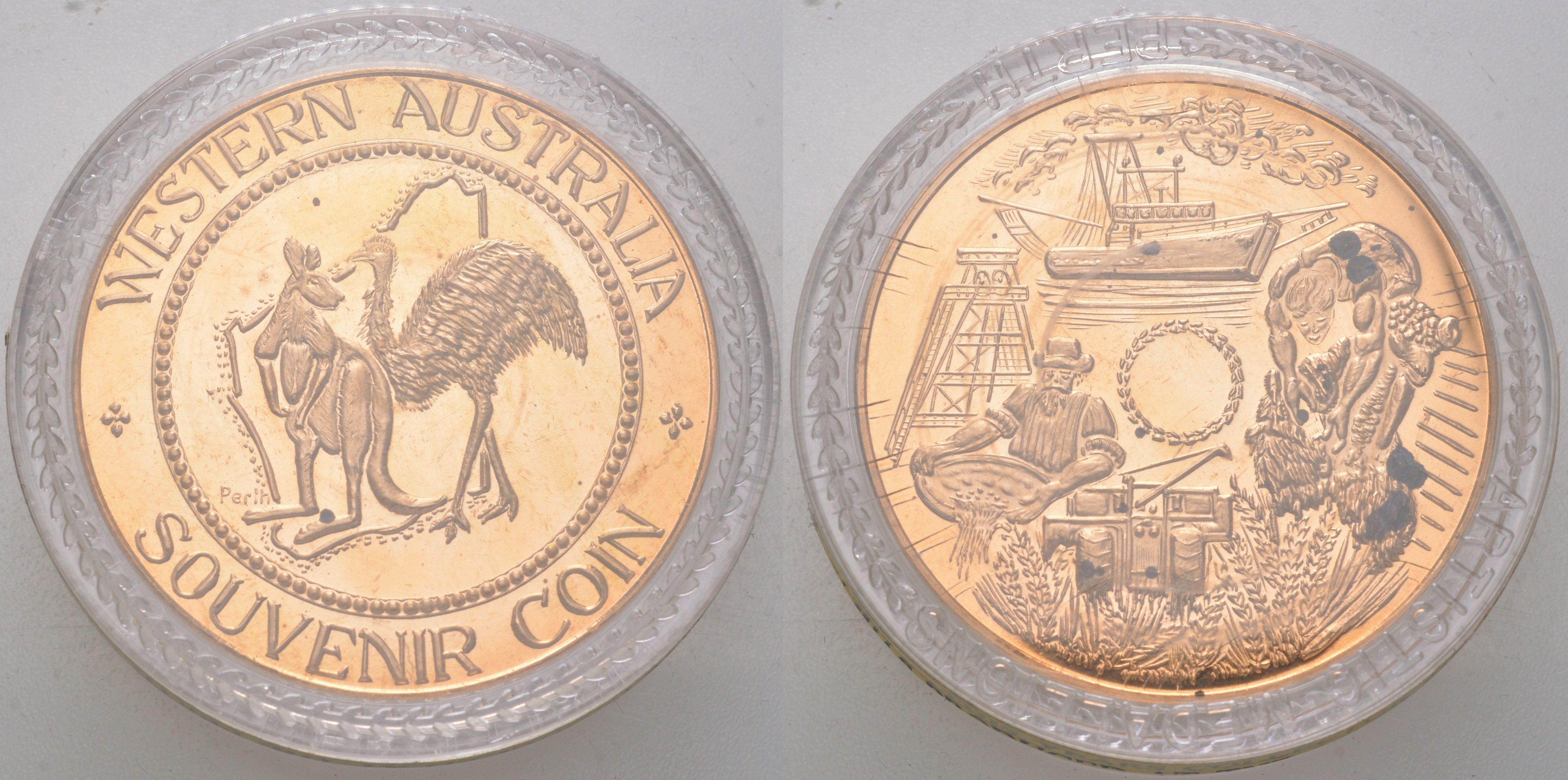 Австралия медаль "Западная Австралия" 1987 в оригинальной красочной капсуле бронза BU 1090-5-11
