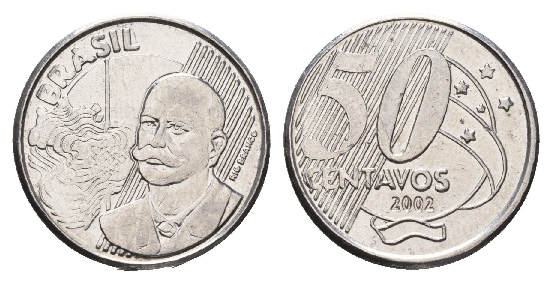 Бразилия 50 сентаво 2002 KM 651 медно-никель UNC 4688-217