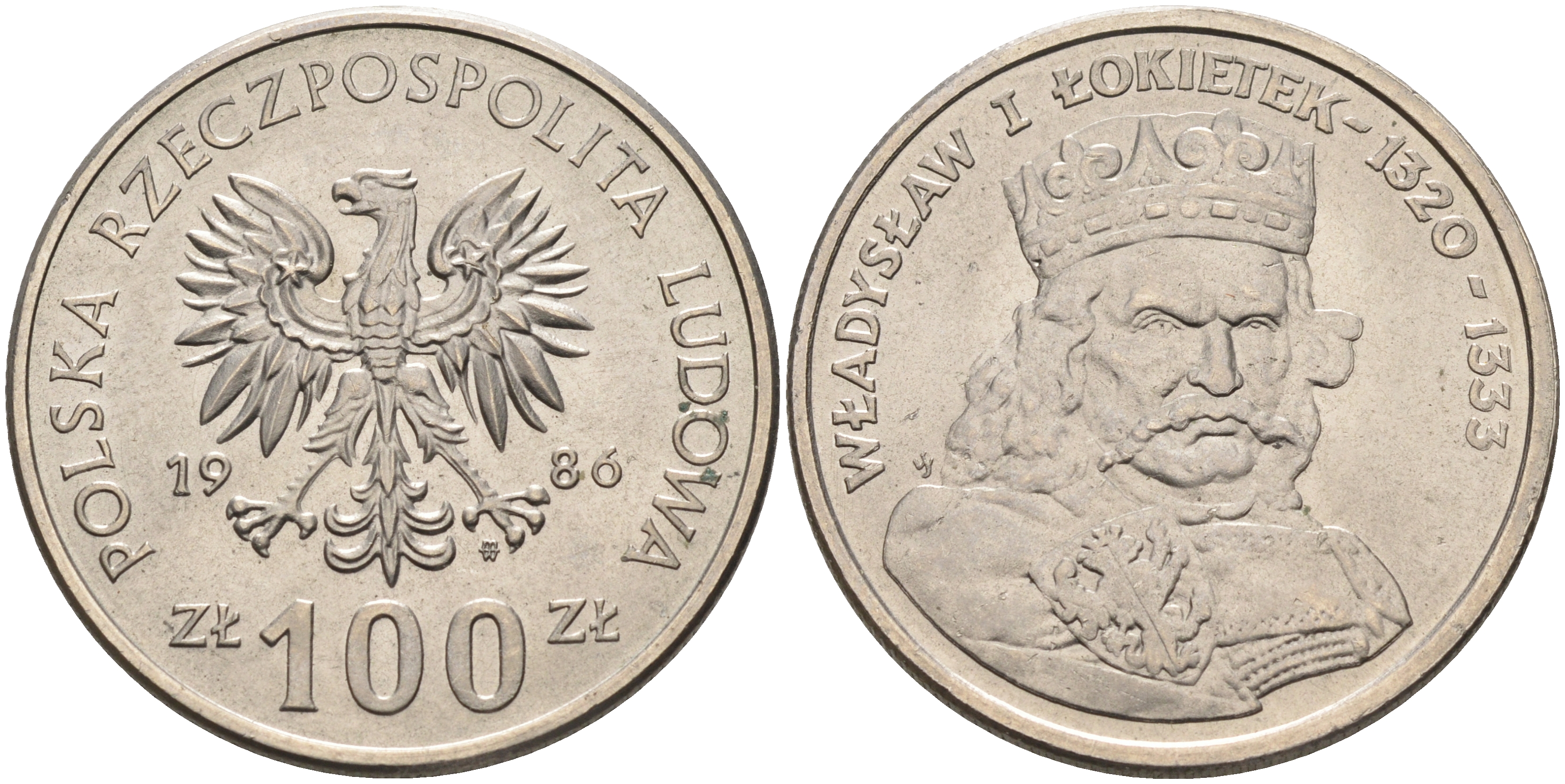 Польша 100 злотых 1986 MW, серия польские правители, Владислав I Локетек (1320-1333) KM 160, Parchimowicz 413b медно-никель  UNC  4149-223