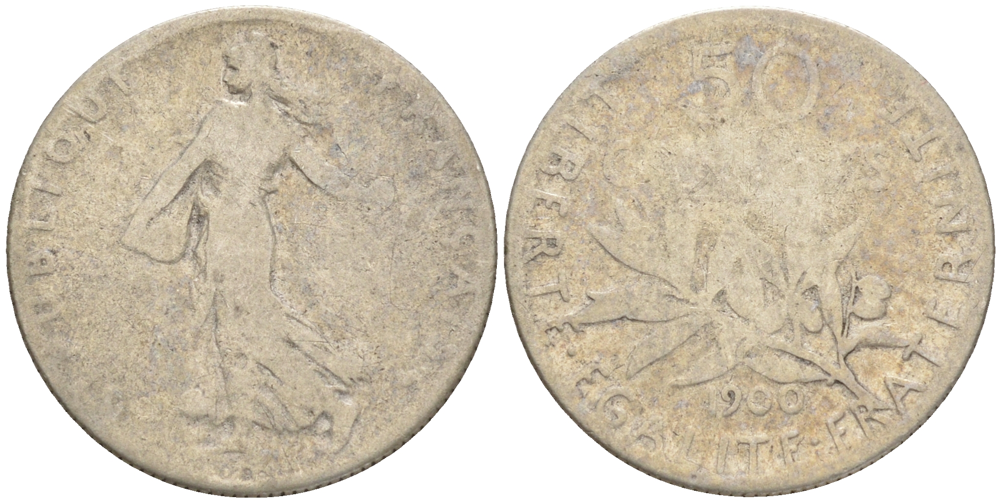 ФРАНЦИЯ 50 САНТИМОВ 1900 KM 854 серебро 192-329