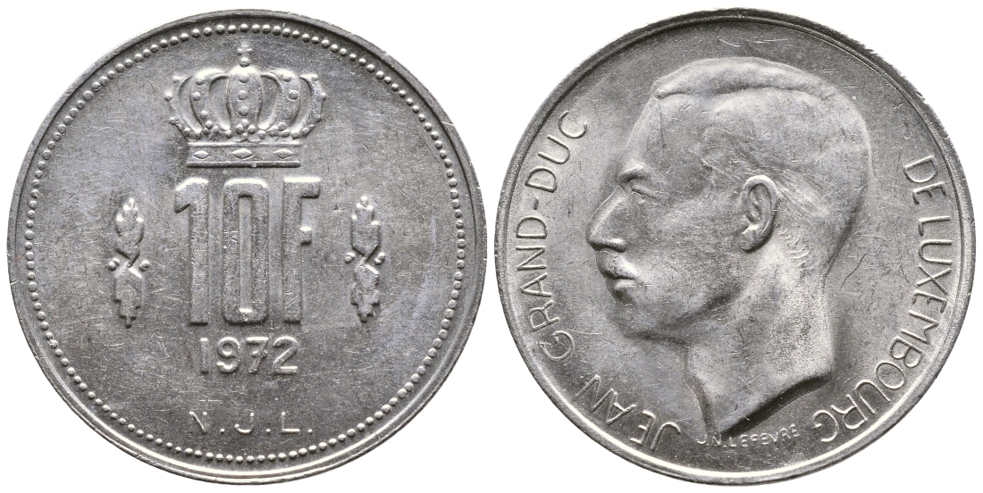 ЛЮКСЕМБУРГ 10 ФРАНКОВ 1972 KM 57 никель 4379-1246