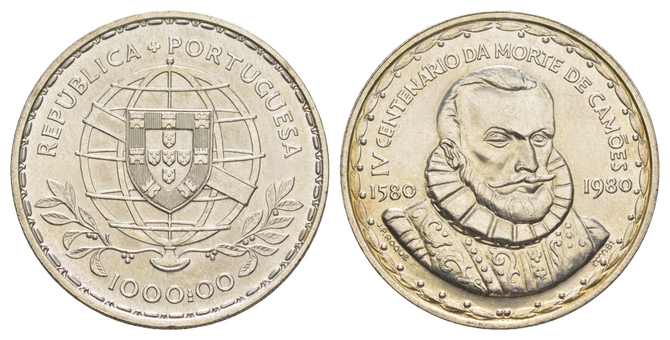 Португалия 1000 эскудо 1981 400 лет со дня смерти Луиса де Камоэнса KM 611 серебро BU 603-543
