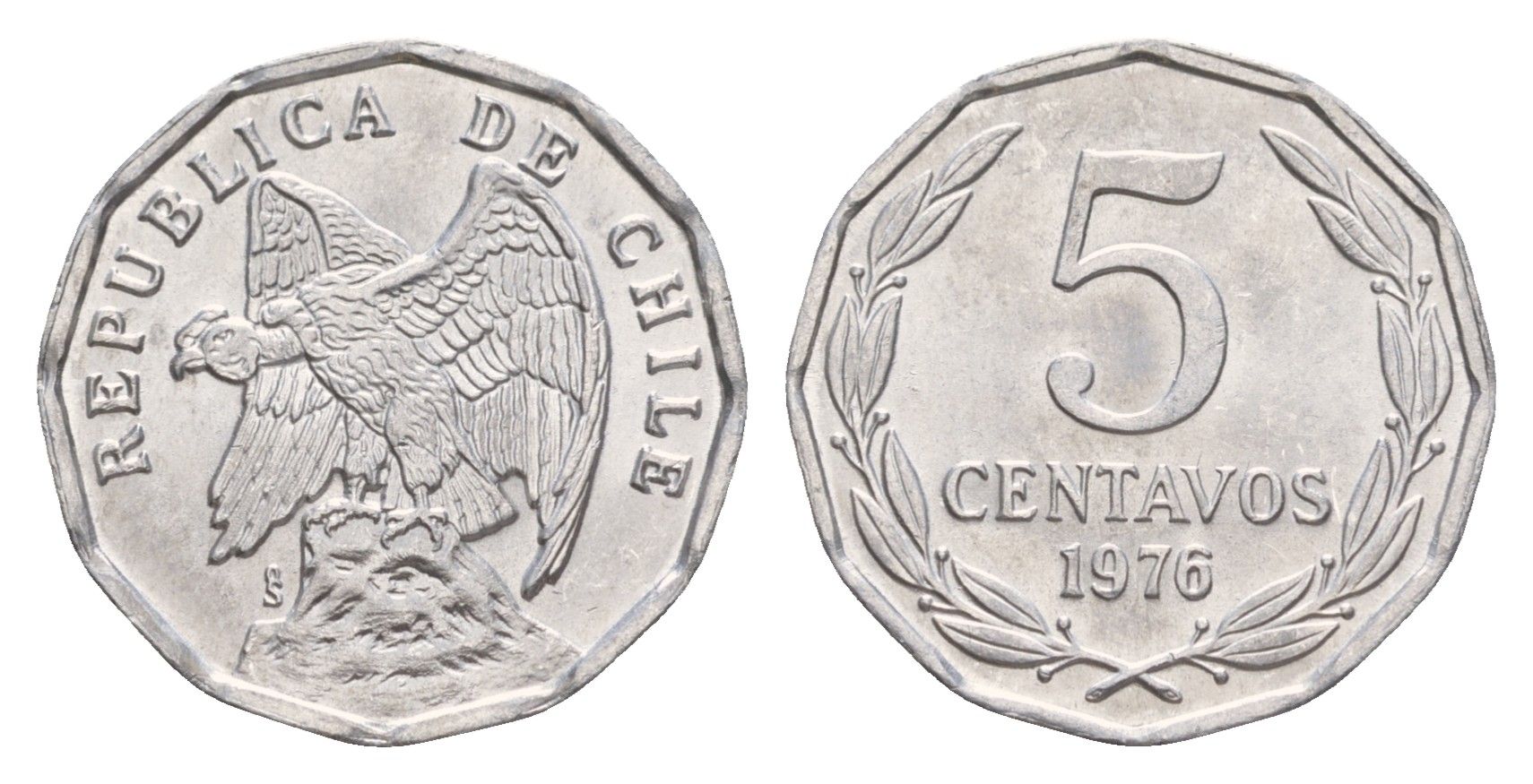 Чили 5 сентаво 1976 KM 204a алюминий aUNC 4649-819
