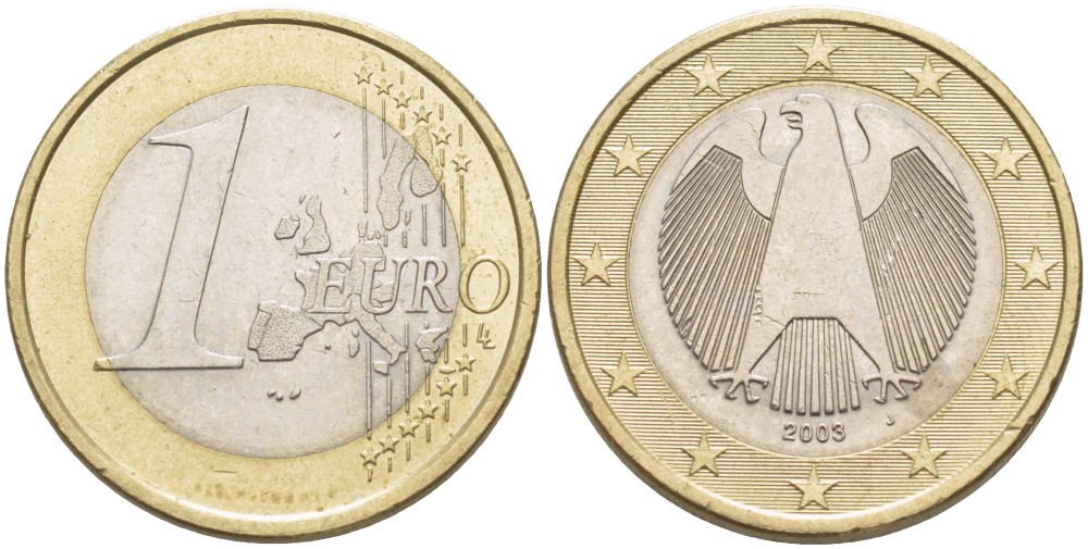 ФРГ 1 евро 2003 J KM 213 биметалл 4543-457