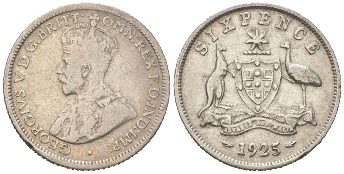Австралия 6 пенсов 1925 Георг V (1910-1936) KM 25 серебро 4609-462