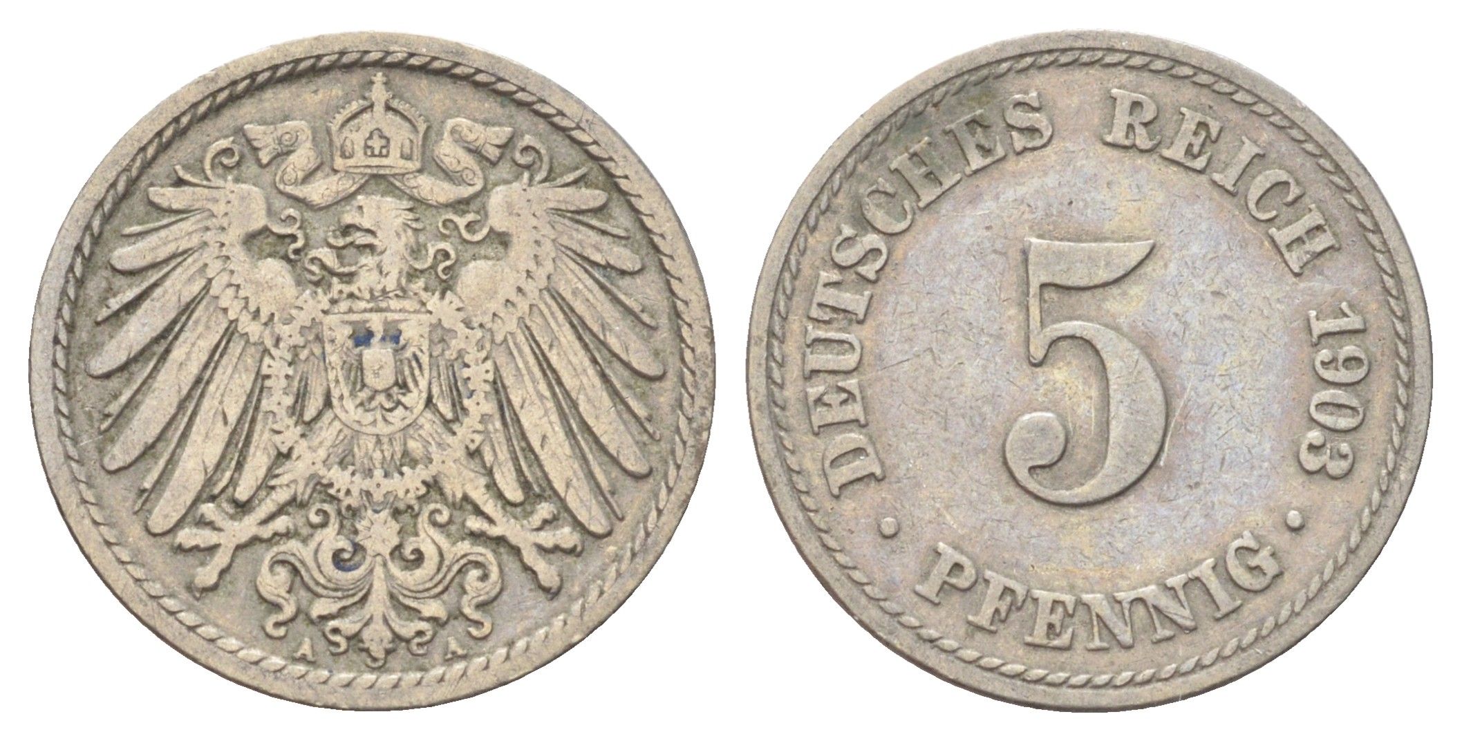 Германия 5 пфеннигов 1903 A KM 11, J. 12 медно-никель 4701-1033