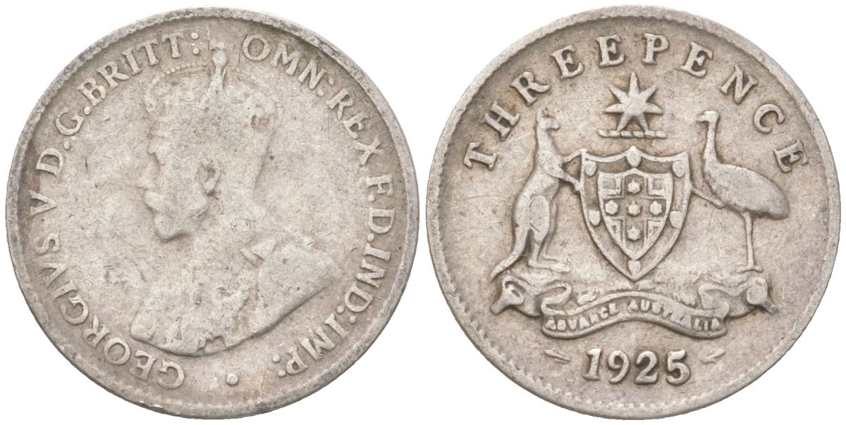 Австралия 3 пенса 1925 Георг V (1910-1936) KM 24 серебро 4621-1132