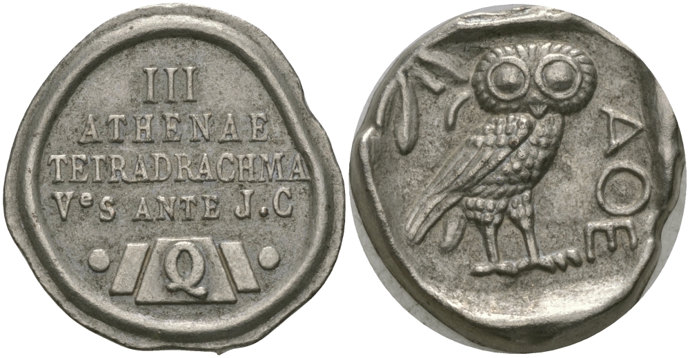 ЕВРОПА ЖЕТОН ND С ИЗОБРАЖЕНИЕМ АФИНСКОЙ ТЕТРАДРАХМЫ белый металл 65-514