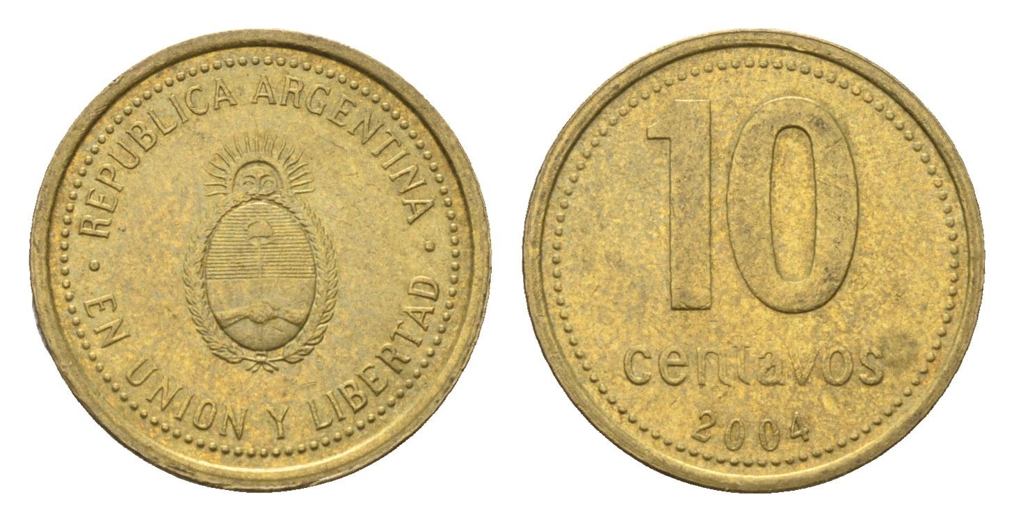 Аргентина 10 сентаво 2004 KM 107 алюминиевая бронза aUNC 4664-567