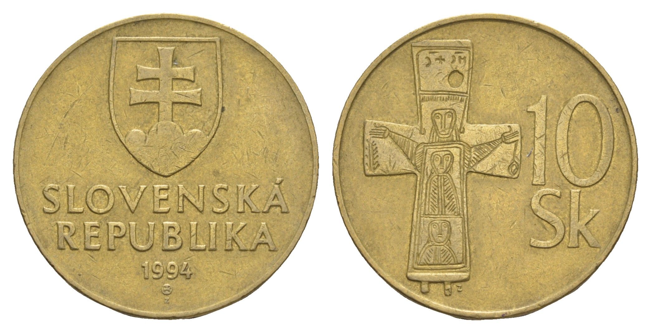 Словакия 10 крон 1994  KM 11.1 латунь    4660-124