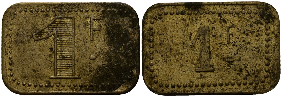 Франция 1 франк ND ресторанный жетон латунь 4166-232